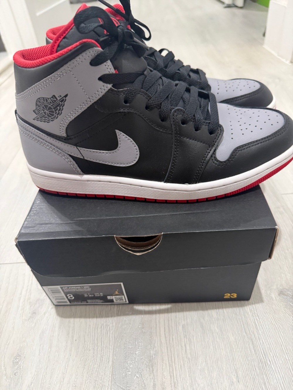 Jordan Men's High-Top Sneakers in Black, Gray and Red